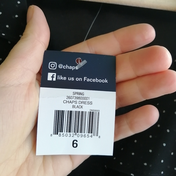 Chaps black polkadot dress wrap style ruffle collar tie sash belt NWT sz 6 - Picture 9 of 15